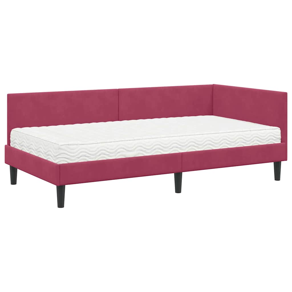 vidaXL Rama Łóżka Narożnego z Materacem Inny 2 pcs Zielony Aksamit