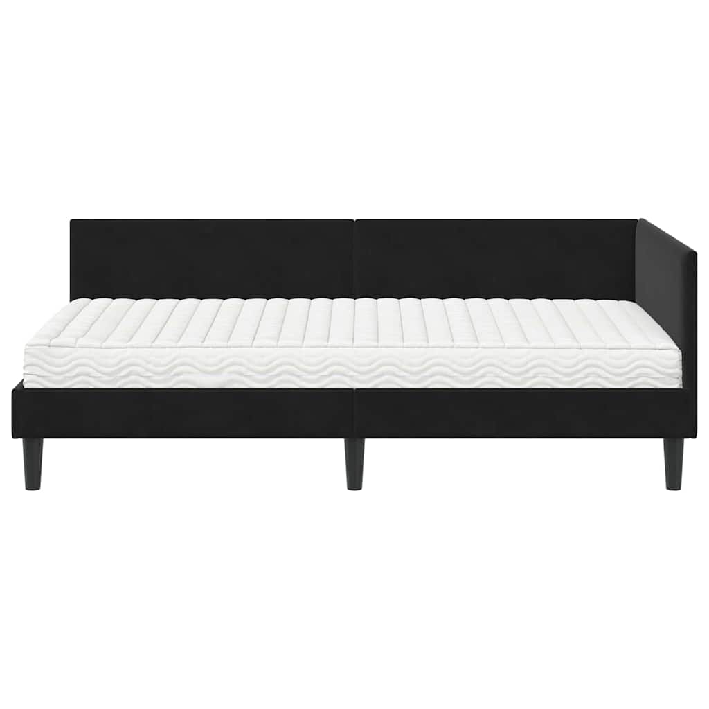 vidaXL Rama Łóżka Narożnego z Materacem Inny 2 pcs Czarny Aksamit
