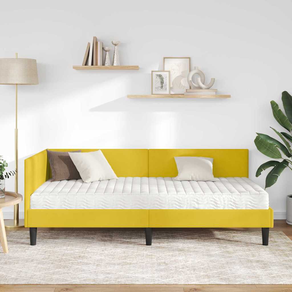 vidaXL Rama Łóżka Narożnego z Materacem Inny 2 pcs Żółty Aksamit