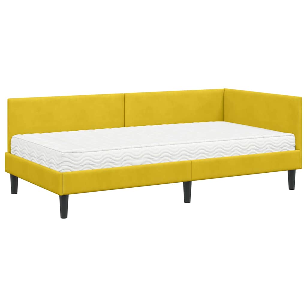 vidaXL Rama Łóżka Narożnego z Materacem Inny 2 pcs Żółty Aksamit