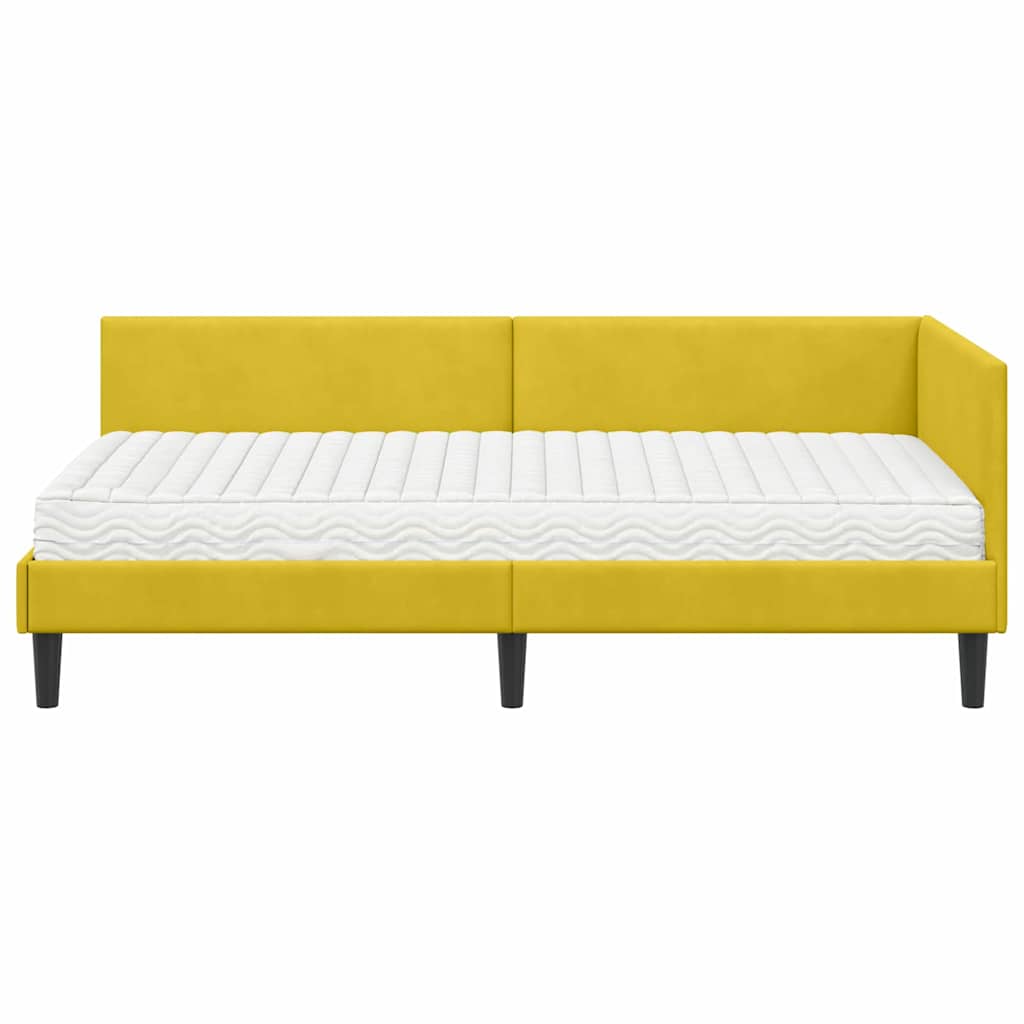 vidaXL Rama Łóżka Narożnego z Materacem Inny 2 pcs Żółty Aksamit