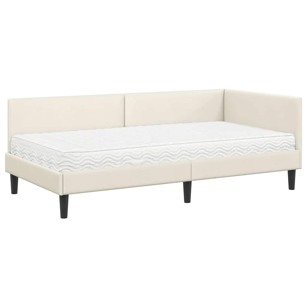 vidaXL Rama Łóżka Narożnego z Materacem Inny 2 pcs Kremowy Aksamit