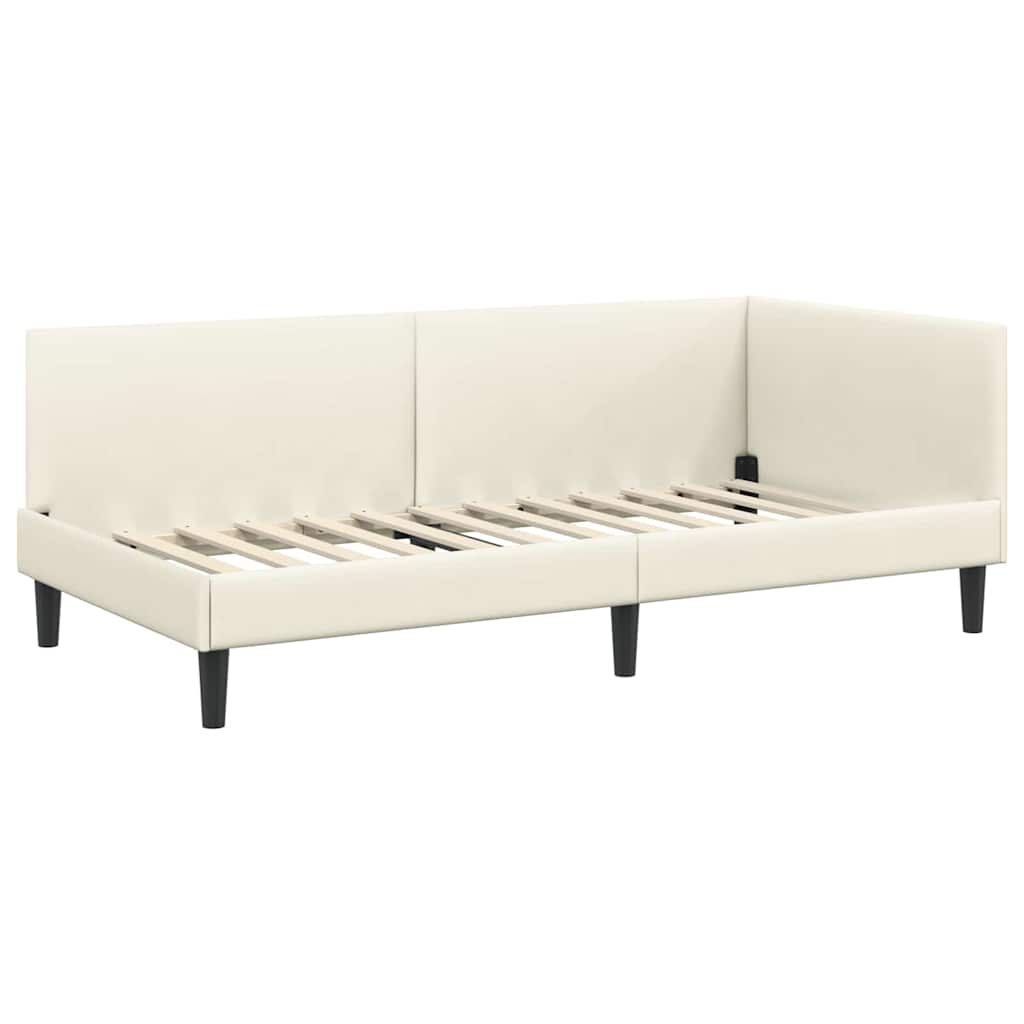 vidaXL Rama Łóżka Narożnego z Materacem Inny 2 pcs Kremowy Aksamit