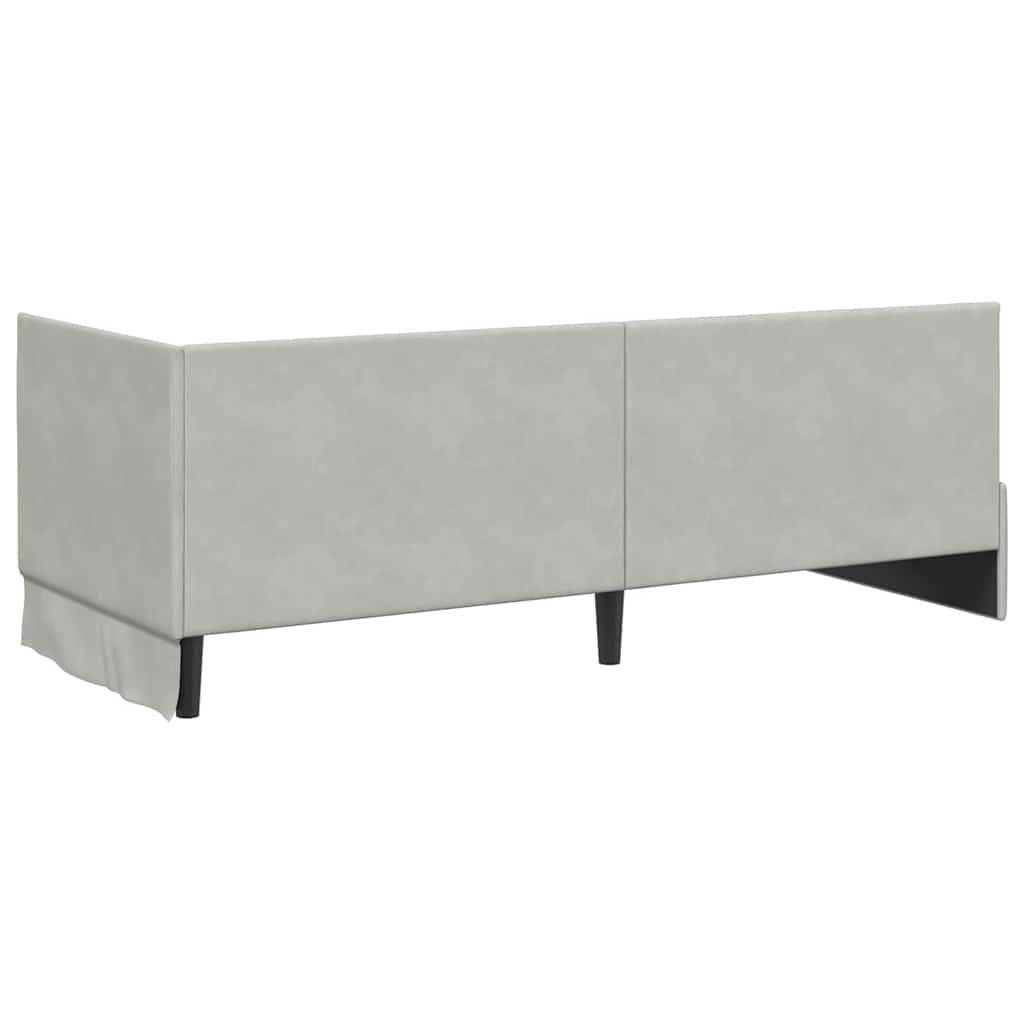 vidaXL Rama Łóżka Narożnego z Materacem 2 pcs Jasnoszary Aksamit