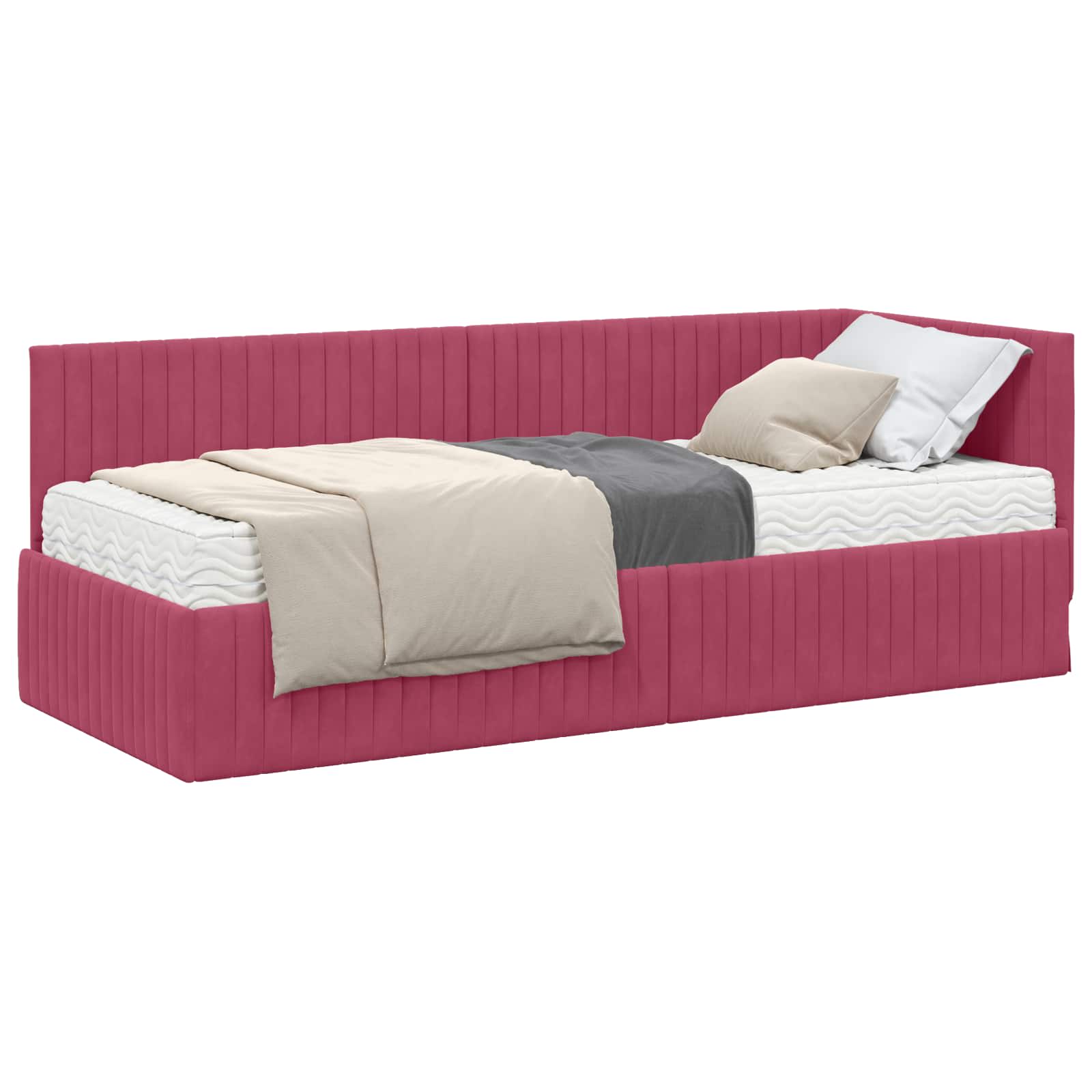 vidaXL Rama Łóżka Narożnego z Materacem 2 pcs Zielony Aksamit