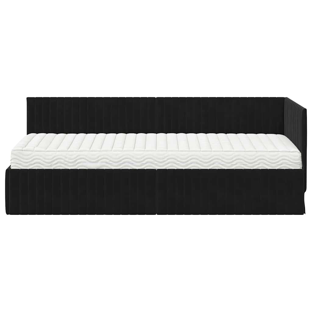 vidaXL Rama Łóżka Narożnego z Materacem 2 pcs Czarny Aksamit