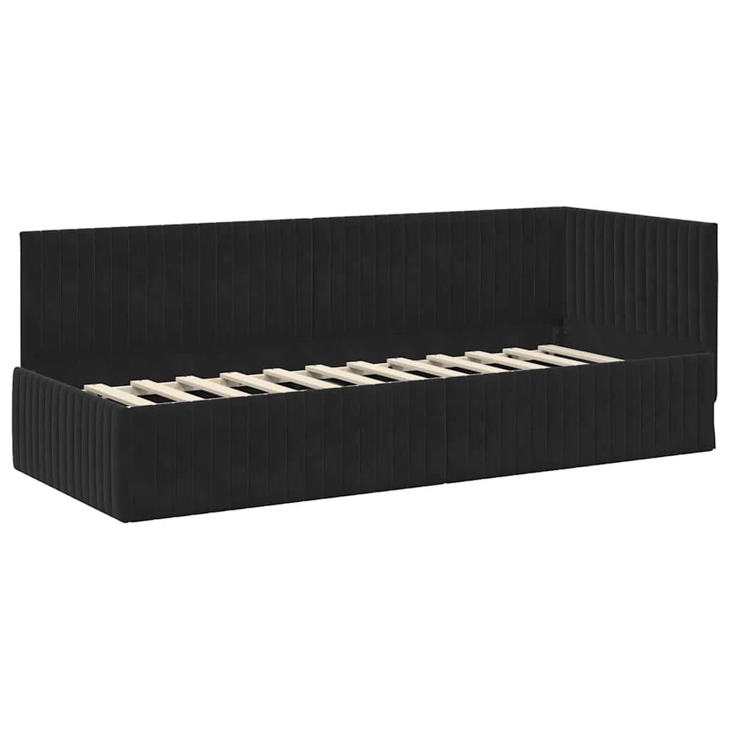 vidaXL Rama Łóżka Narożnego z Materacem 2 pcs Czarny Aksamit