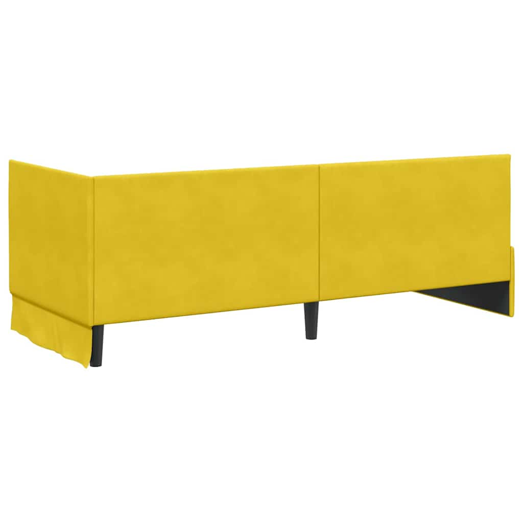 vidaXL Rama Łóżka Narożnego z Materacem 2 pcs Żółty Aksamit