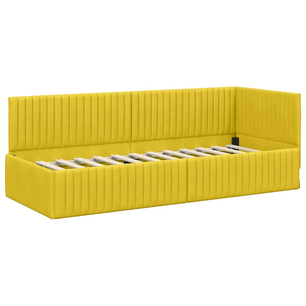 vidaXL Rama Łóżka Narożnego z Materacem 2 pcs Żółty Aksamit