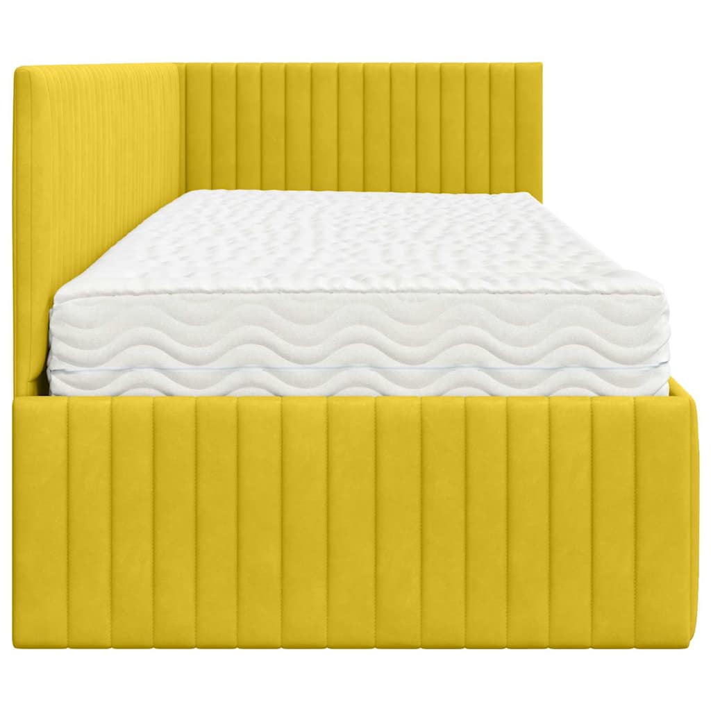vidaXL Rama Łóżka Narożnego z Materacem 2 pcs Żółty Aksamit