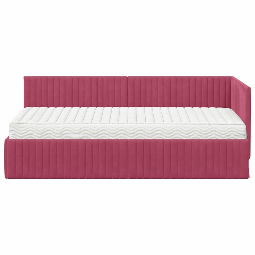 vidaXL Rama Łóżka Narożnego z Materacem 2 pcs Zielony Aksamit