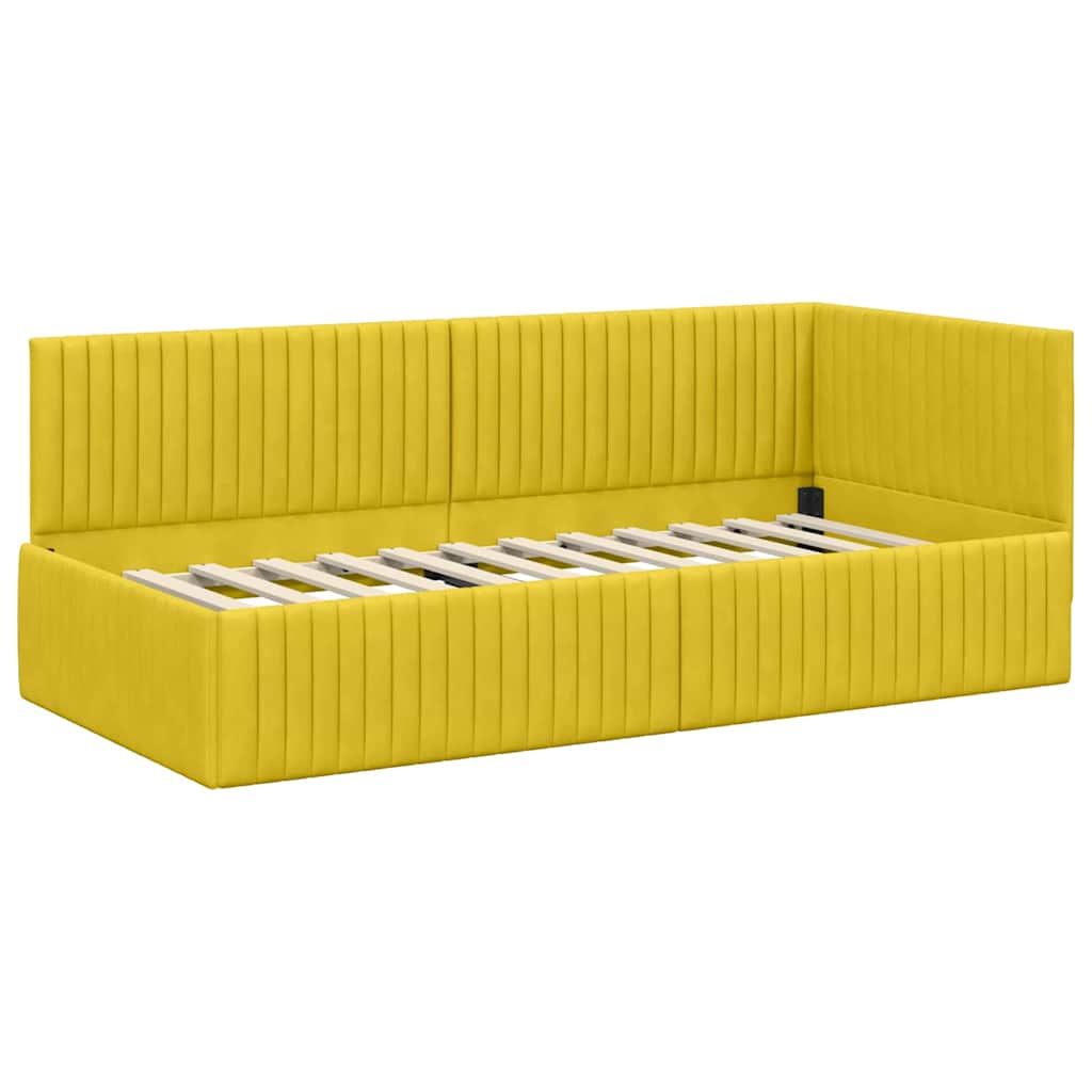 vidaXL Rama Łóżka Narożnego z Materacem 2 pcs Żółty Aksamit