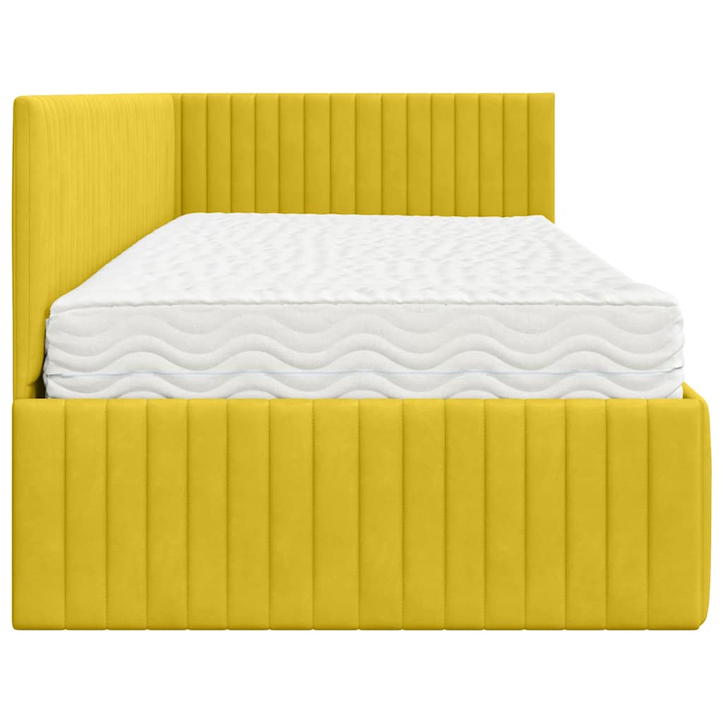 vidaXL Rama Łóżka Narożnego z Materacem 2 pcs Żółty Aksamit
