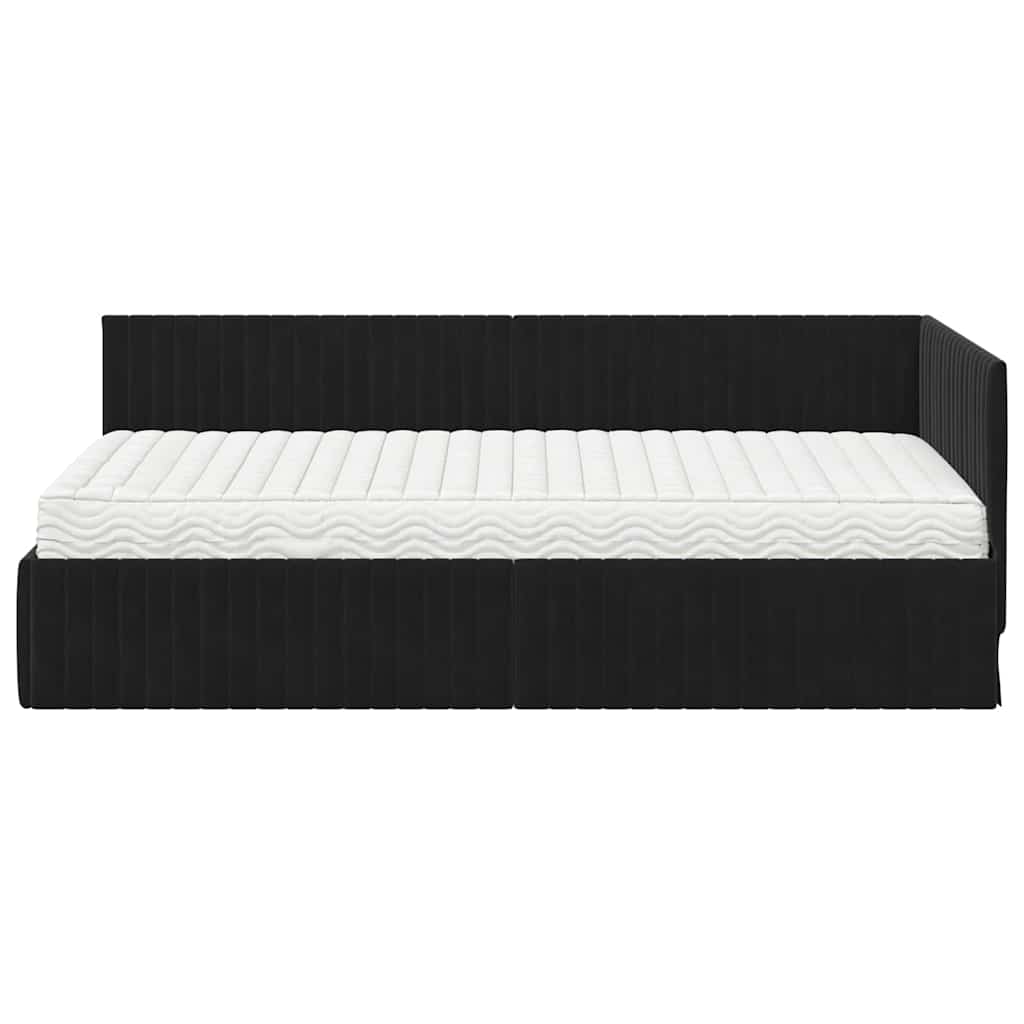 vidaXL Rama Łóżka Narożnego z Materacem 2 pcs Czarny Aksamit