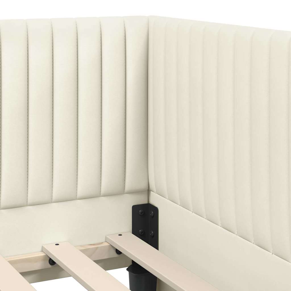 vidaXL Rama Łóżka Narożnego z Materacem 2 szt. kremowy 100 x 200 cm
