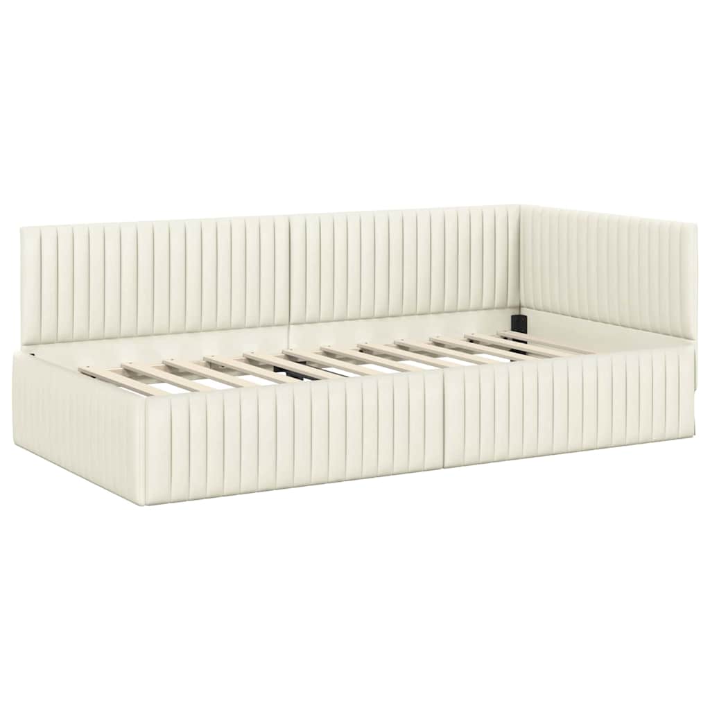 vidaXL Rama Łóżka Narożnego z Materacem 2 szt. kremowy 100 x 200 cm