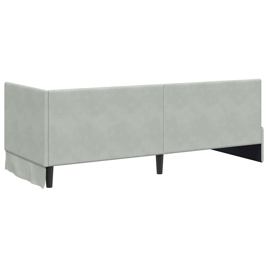 vidaXL Rama Łóżka Narożnego z Materacem 2 pcs Jasnoszary Aksamit