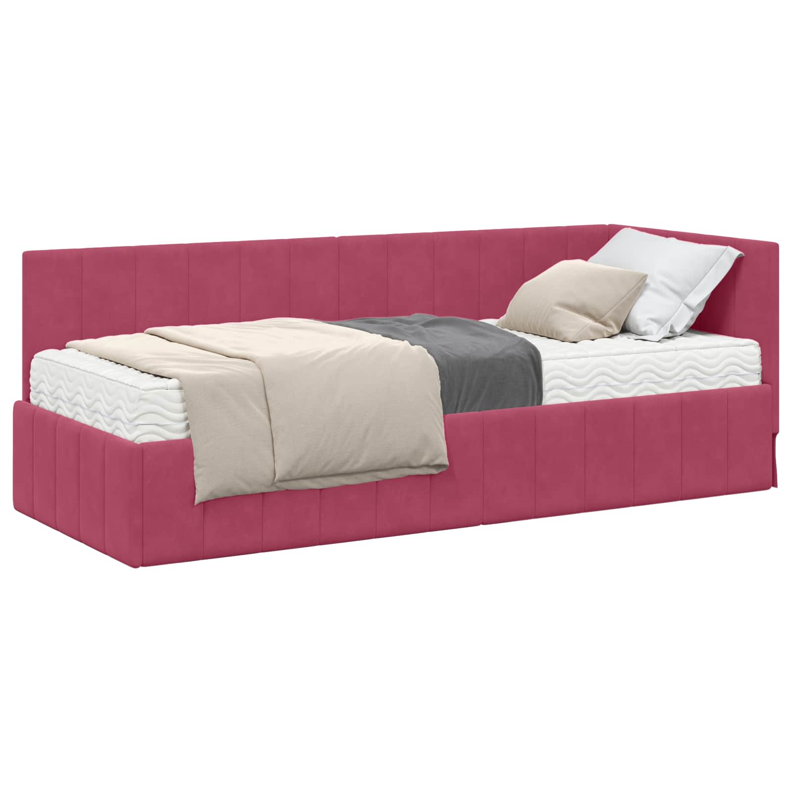 vidaXL Rama Łóżka Narożnego z Materacem 2 pcs Zielony Aksamit