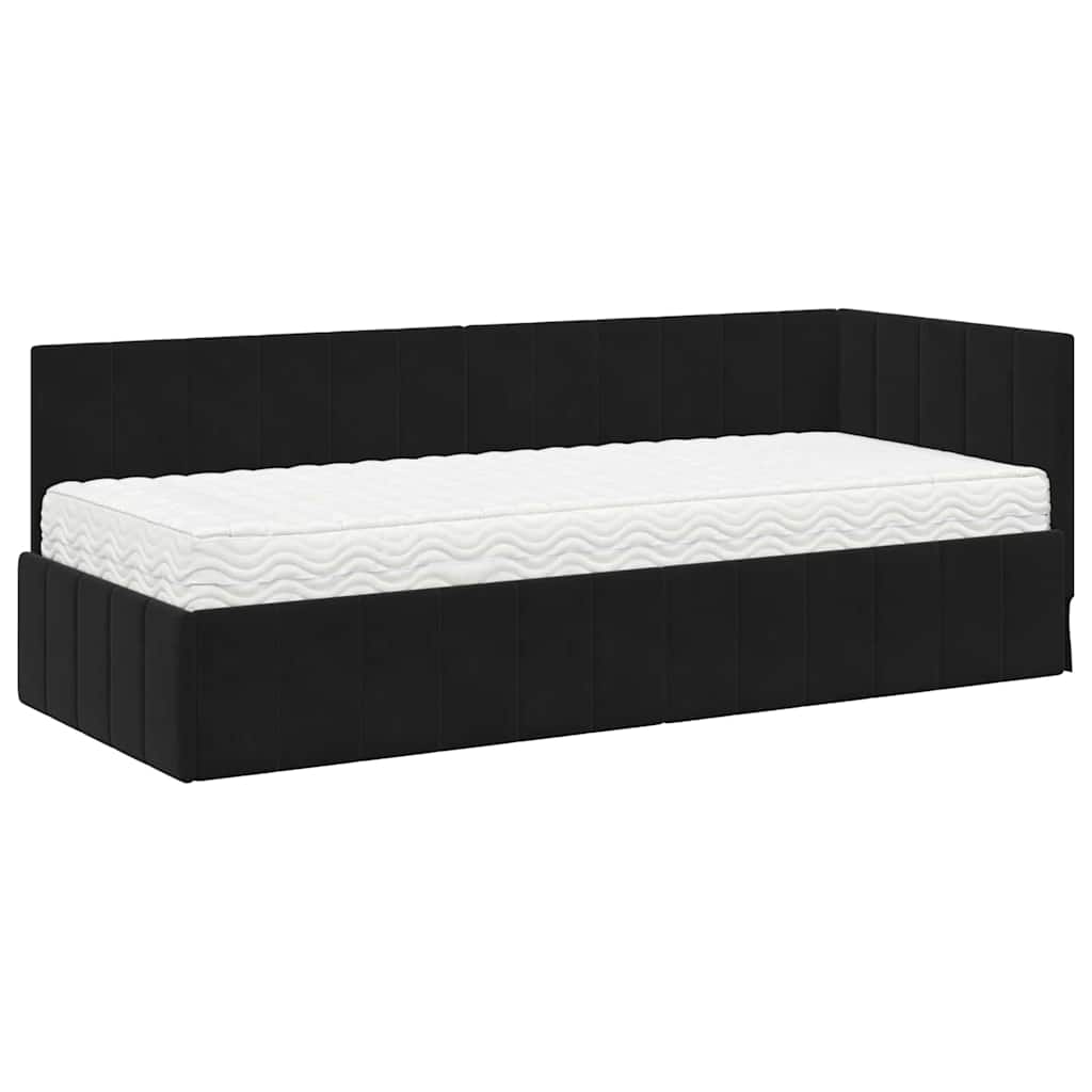 vidaXL Rama Łóżka Narożnego z Materacem 2 pcs Czarny Aksamit