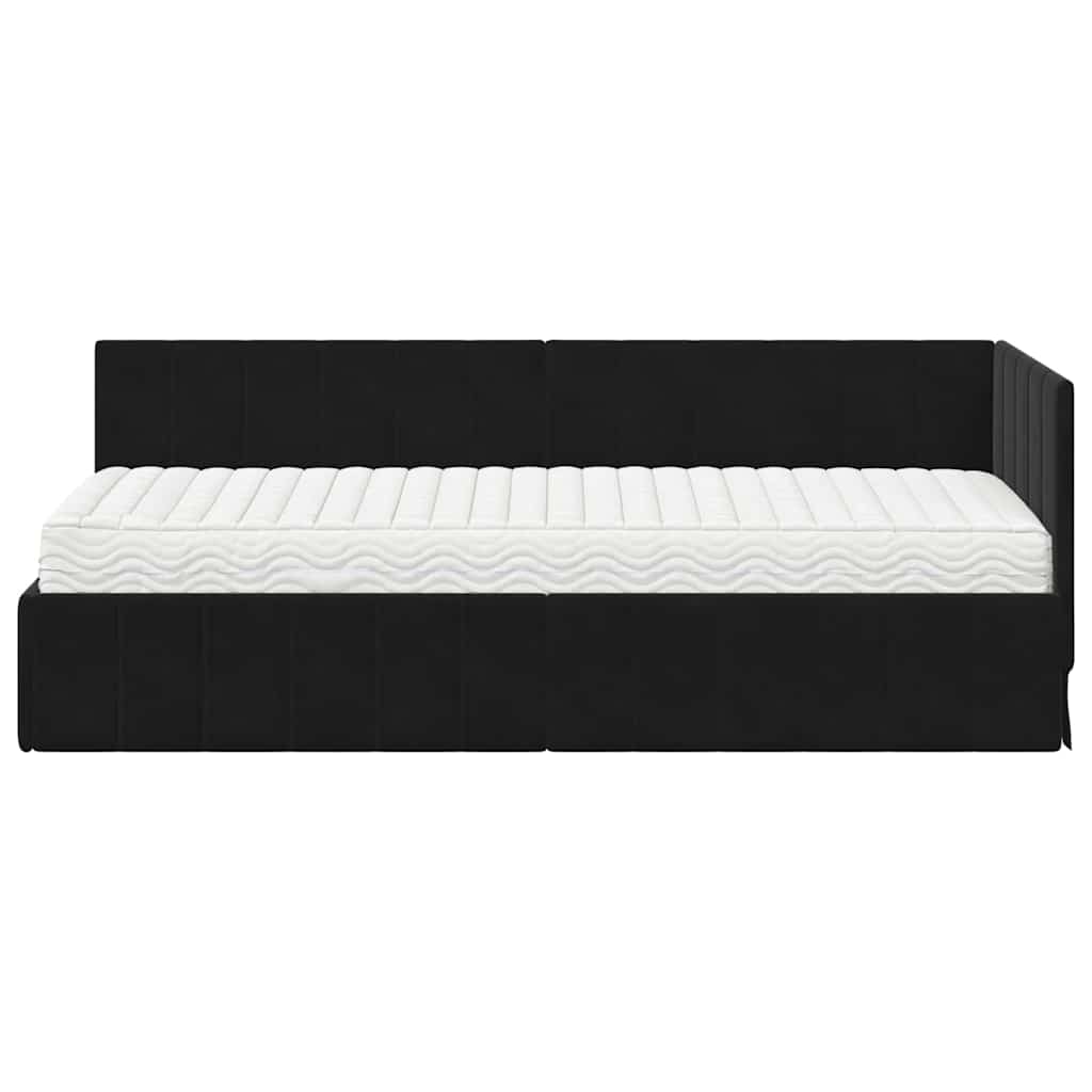 vidaXL Rama Łóżka Narożnego z Materacem 2 pcs Czarny Aksamit