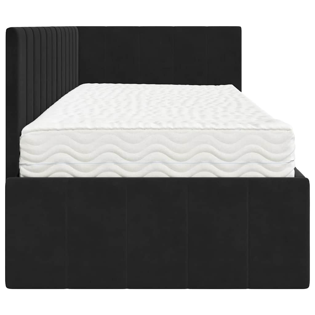 vidaXL Rama Łóżka Narożnego z Materacem 2 pcs Czarny Aksamit