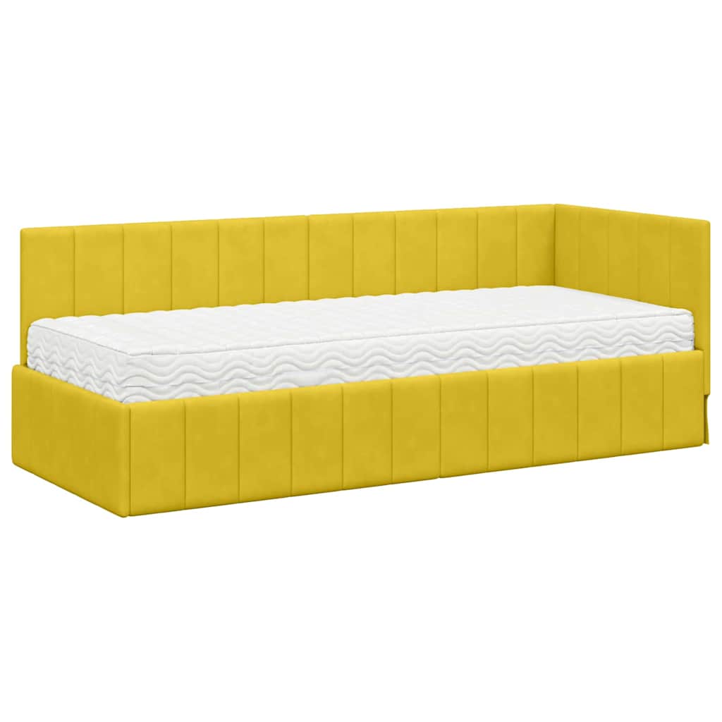 vidaXL Rama Łóżka Narożnego z Materacem 2 pcs Żółty Aksamit