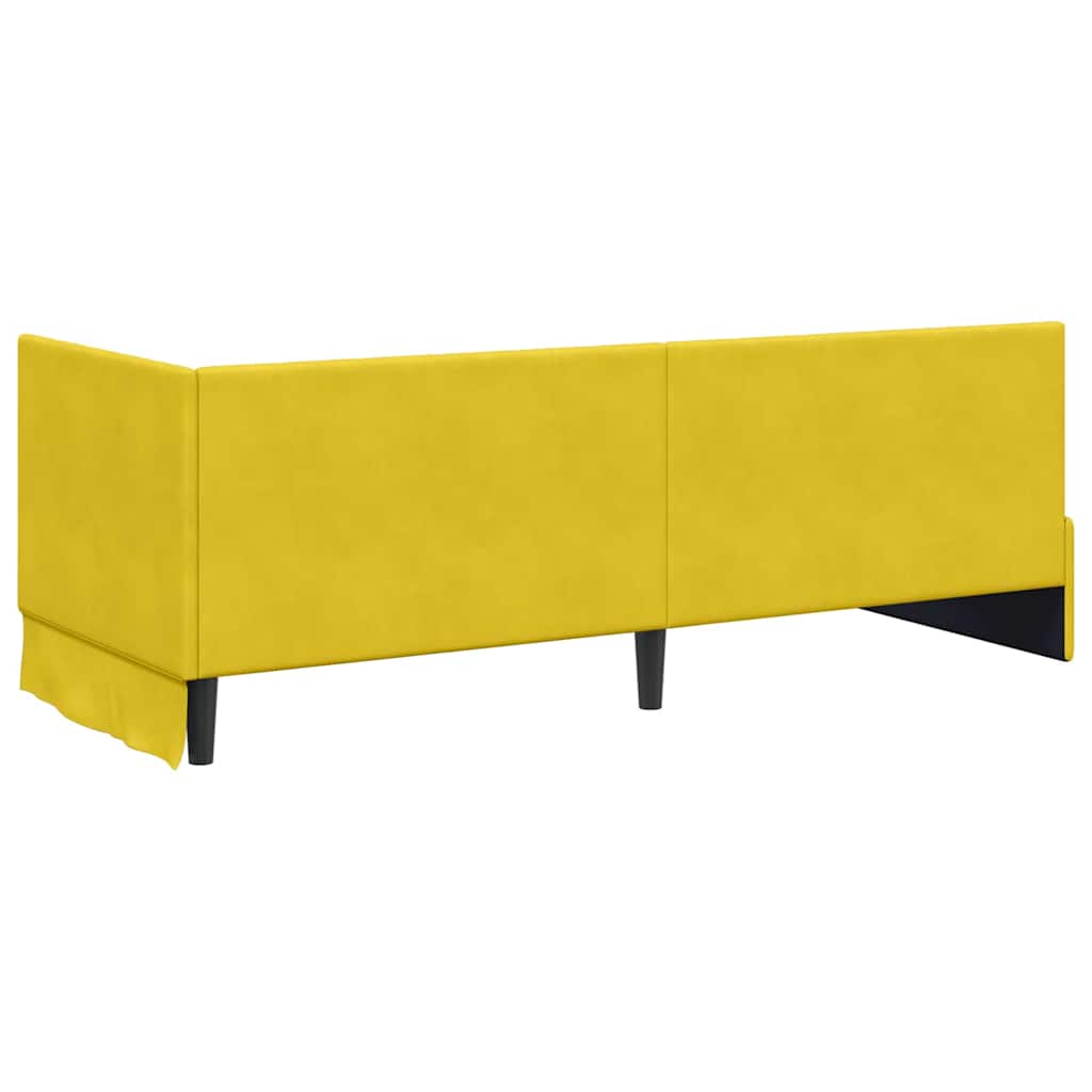 vidaXL Rama Łóżka Narożnego z Materacem 2 pcs Żółty Aksamit