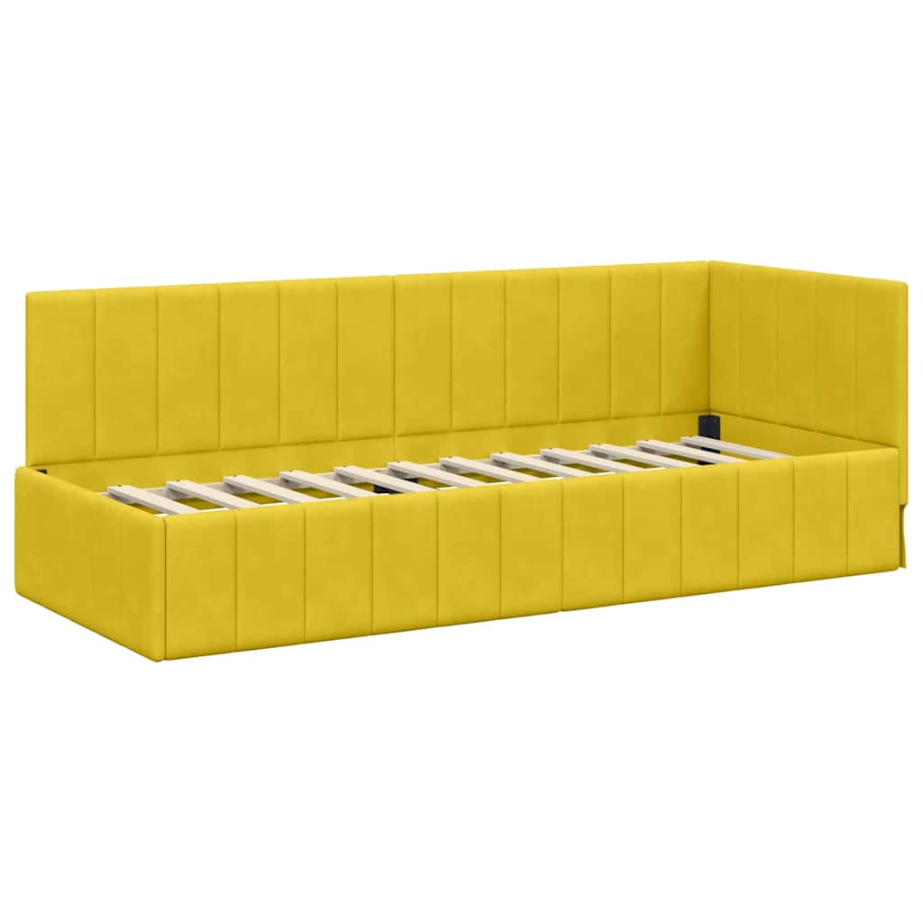 vidaXL Rama Łóżka Narożnego z Materacem 2 pcs Żółty Aksamit