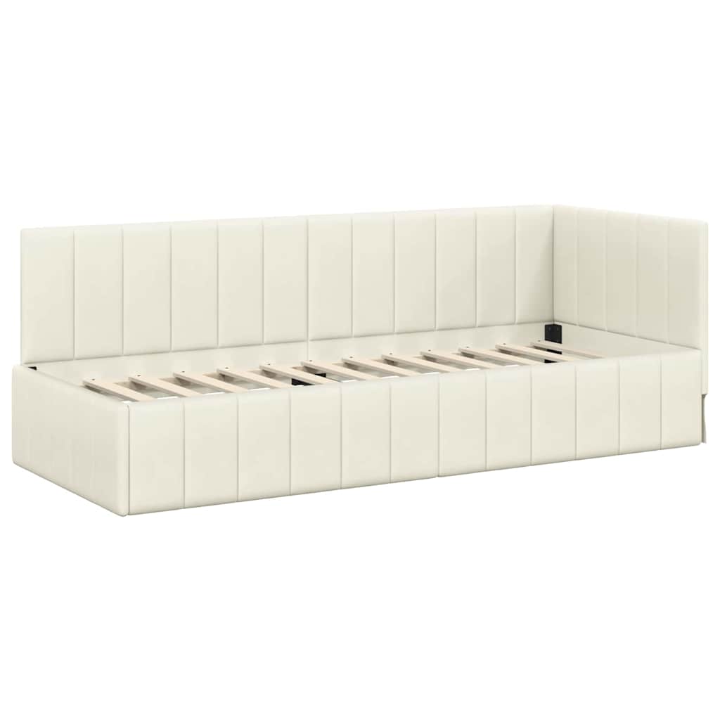 vidaXL Rama Łóżka Narożnego z Materacem 2 pcs Kremowy Aksamit