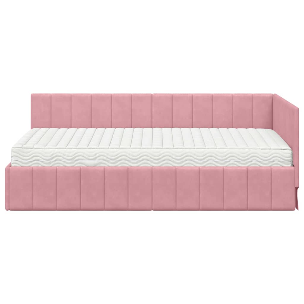 vidaXL Rama Łóżka Narożnego z Materacem 2 szt. różowy 90 x 190 cm
