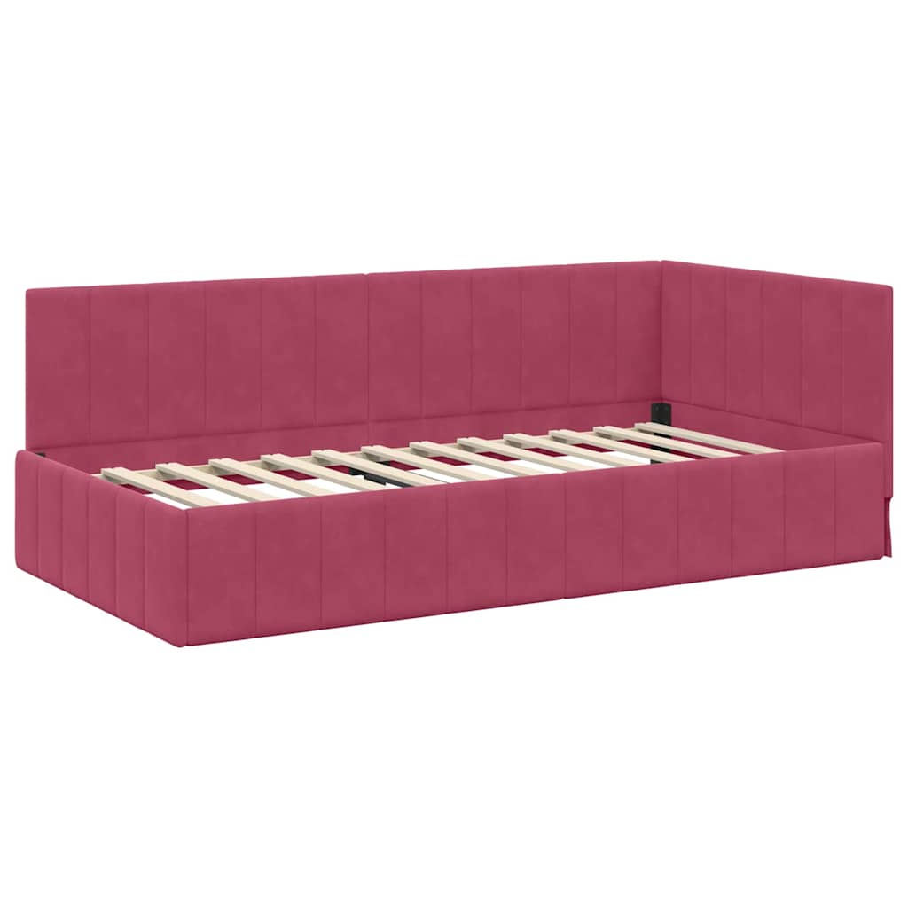 vidaXL Rama Łóżka Narożnego z Materacem 2 pcs Zielony Aksamit