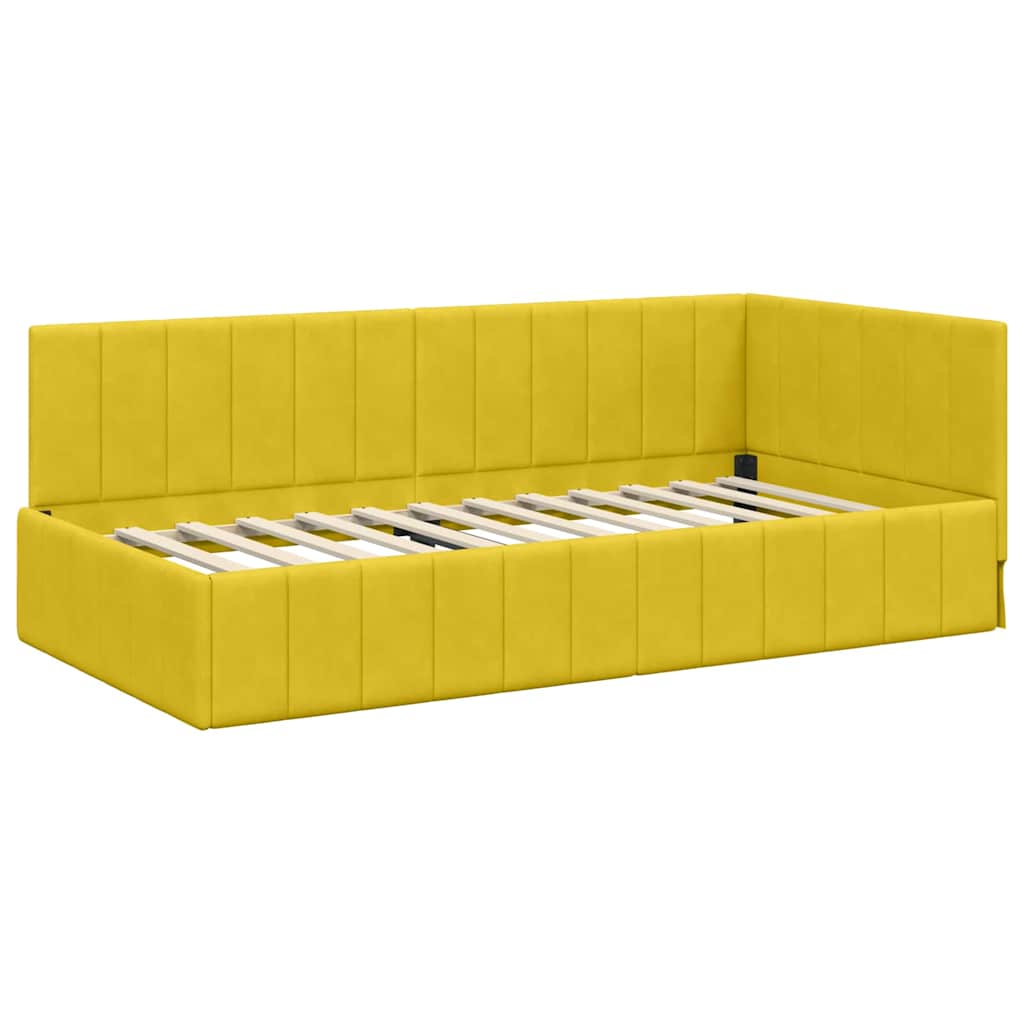 vidaXL Rama Łóżka Narożnego z Materacem 2 pcs Żółty Aksamit