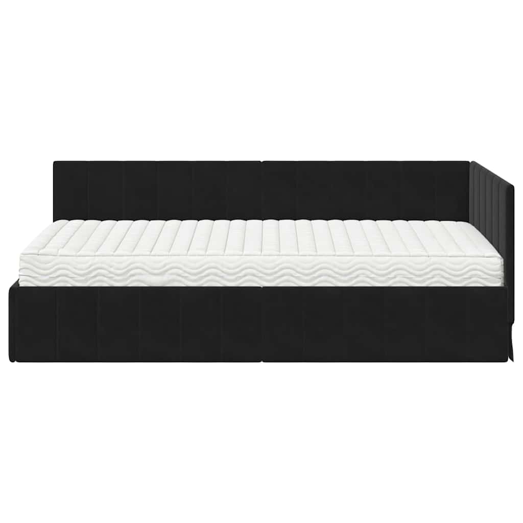 vidaXL Rama Łóżka Narożnego z Materacem 2 pcs Czarny Aksamit
