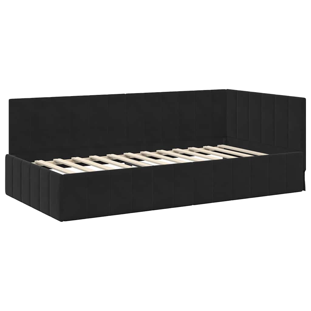 vidaXL Rama Łóżka Narożnego z Materacem 2 pcs Czarny Aksamit