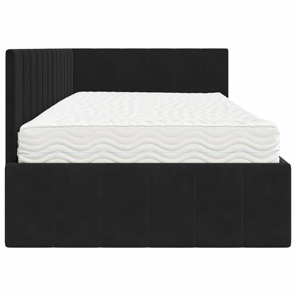 vidaXL Rama Łóżka Narożnego z Materacem 2 pcs Czarny Aksamit