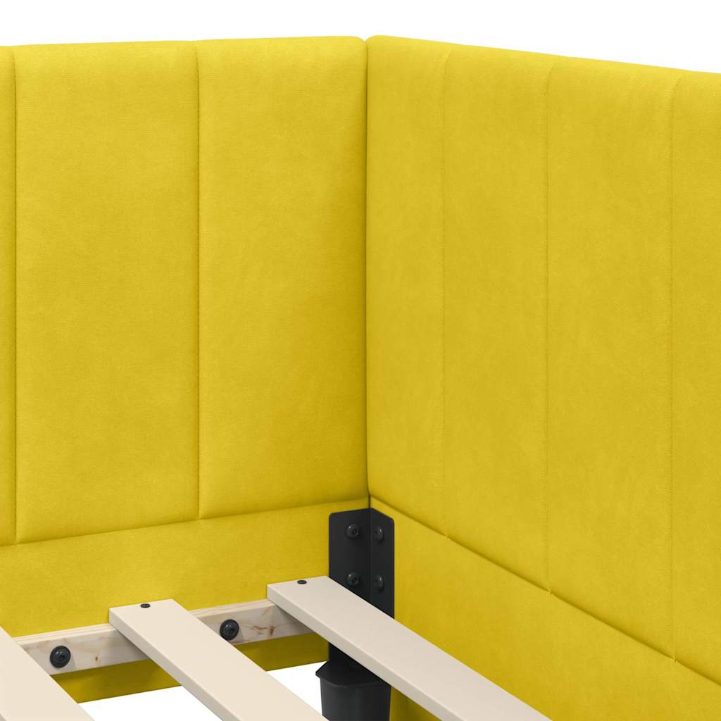 vidaXL Rama Łóżka Narożnego z Materacem 2 pcs Żółty Aksamit