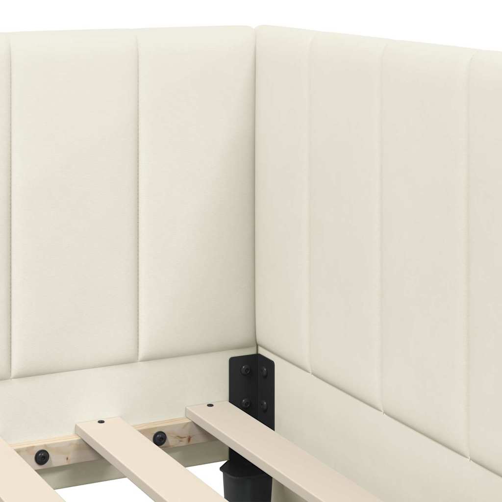 vidaXL Rama Łóżka Narożnego z Materacem 2 szt. Kremowy Aksamit