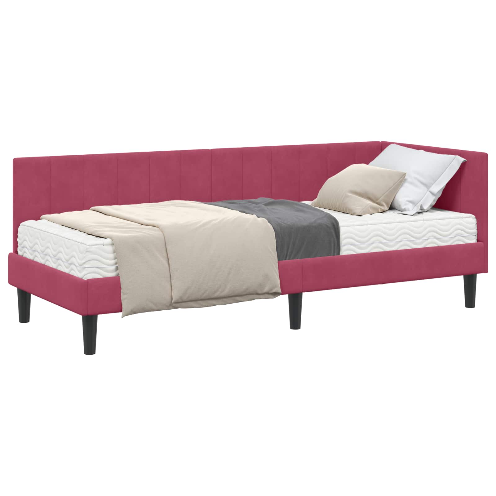 vidaXL Rama Łóżka Narożnego z Materacem 2 pcs Zielony Aksamit