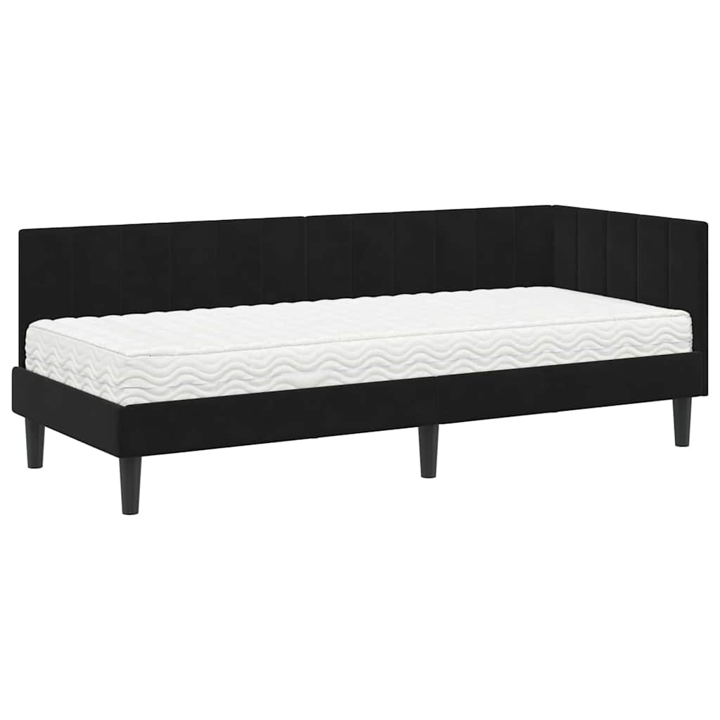 vidaXL Rama Łóżka Narożnego z Materacem 2 pcs Czarny Aksamit