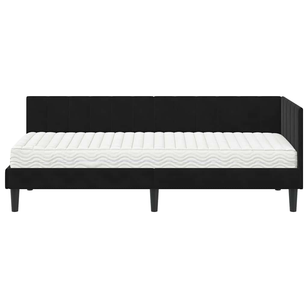 vidaXL Rama Łóżka Narożnego z Materacem 2 pcs Czarny Aksamit