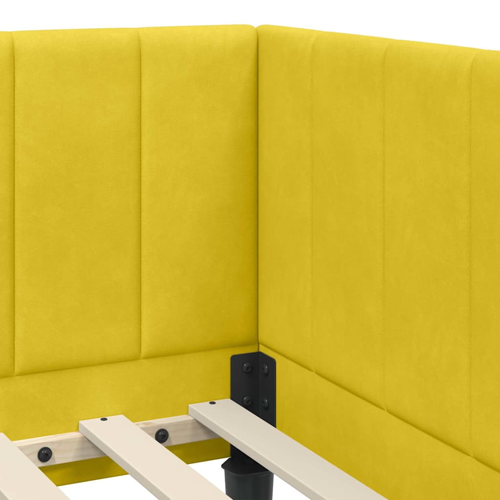 vidaXL Rama Łóżka Narożnego z Materacem 2 pcs Żółty Aksamit