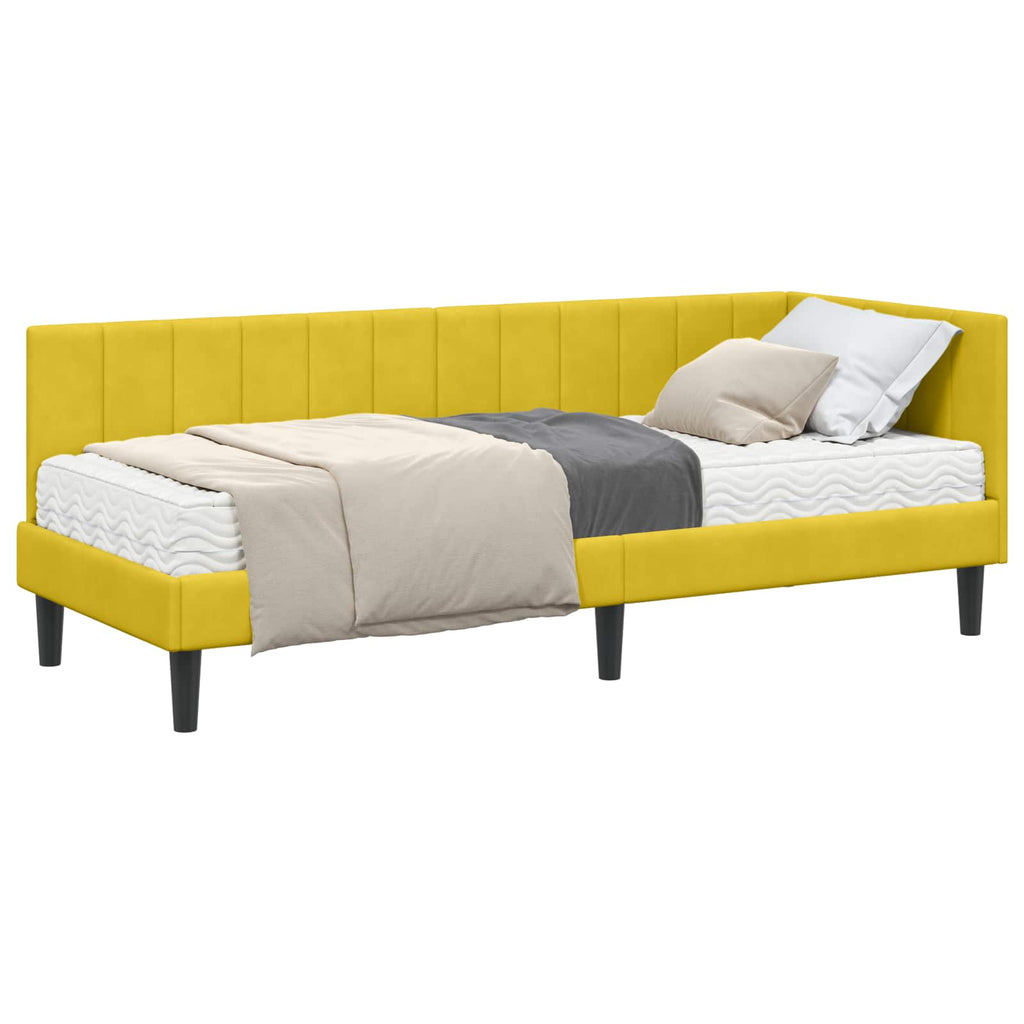 vidaXL Rama Łóżka Narożnego z Materacem 2 pcs Żółty Aksamit
