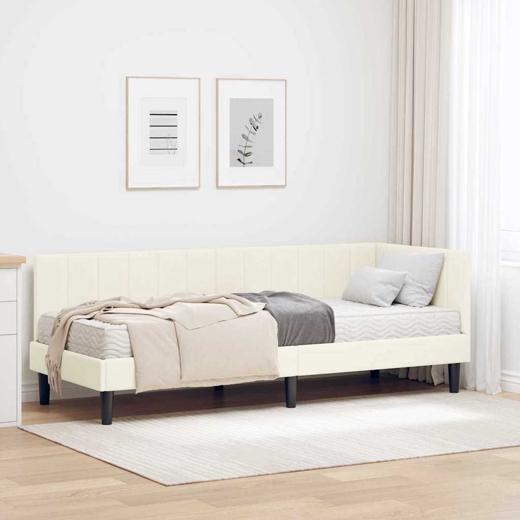 vidaXL Rama Łóżka Narożnego z Materacem 2 pcs Kremowy Aksamit