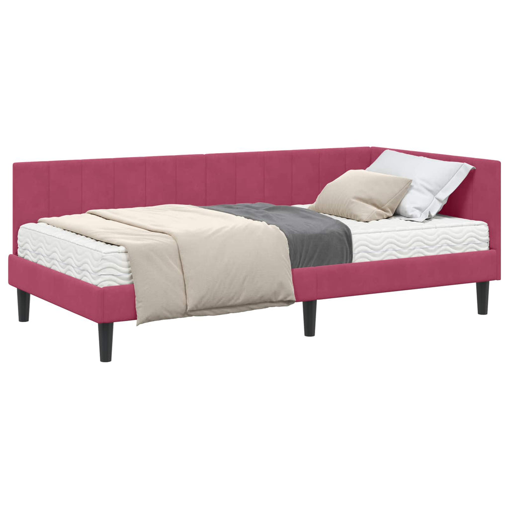 vidaXL Rama Łóżka Narożnego z Materacem 2 pcs Zielony Aksamit