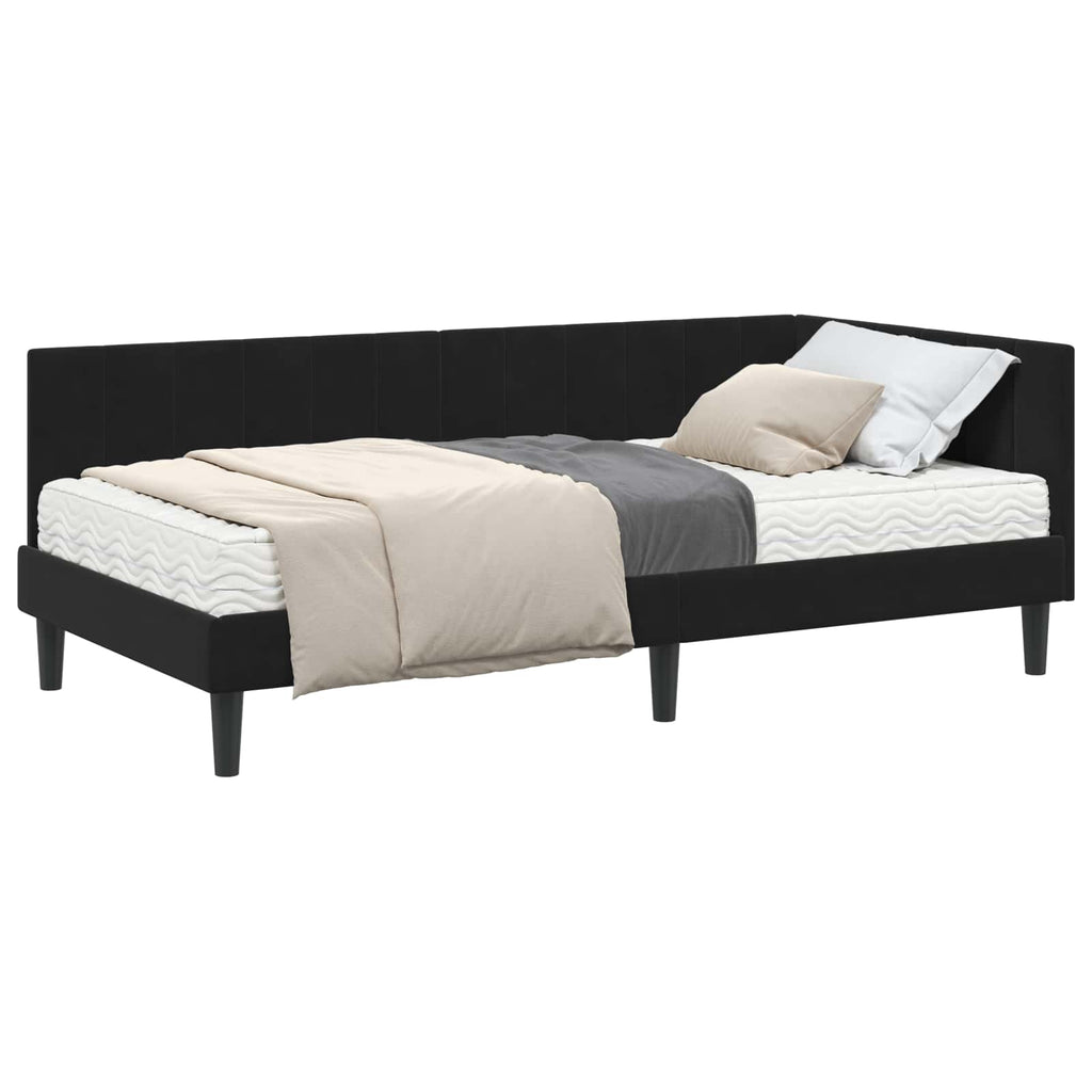 vidaXL Rama Łóżka Narożnego z Materacem 2 pcs Czarny Aksamit