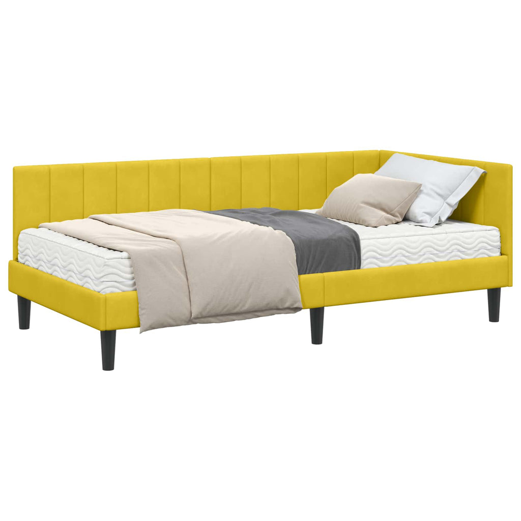 vidaXL Rama Łóżka Narożnego z Materacem 2 pcs Żółty Aksamit