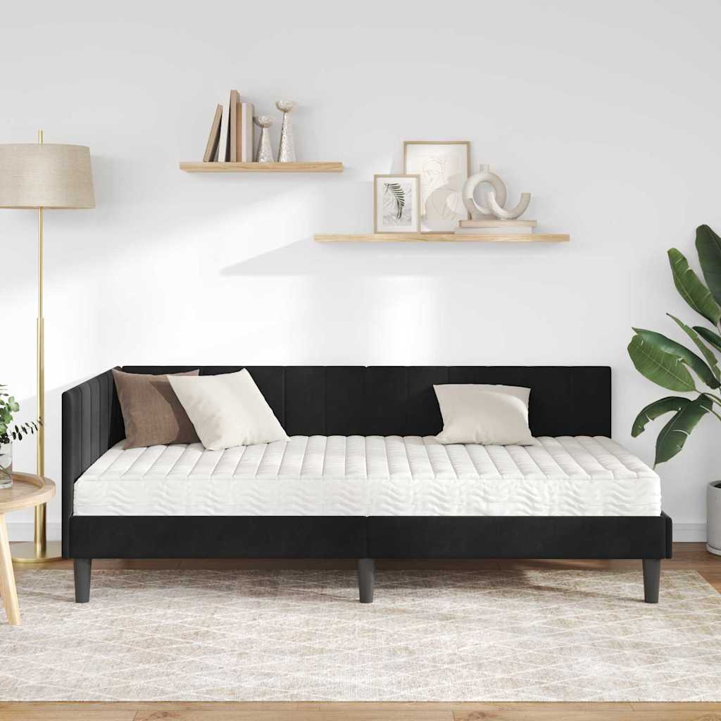vidaXL Rama Łóżka Narożnego z Materacem 2 pcs Czarny Aksamit