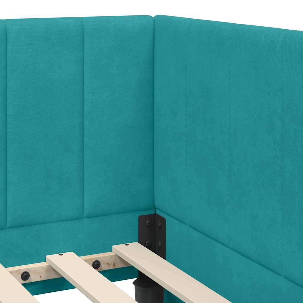 vidaXL Rama Łóżka Narożnego z Materacem 2 pcs Turkusowy Aksamit