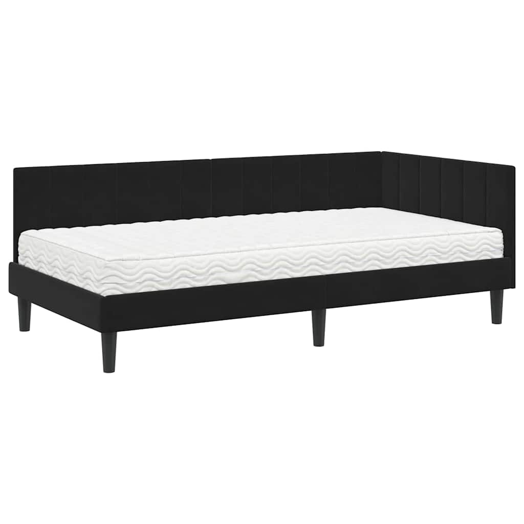 vidaXL Rama Łóżka Narożnego z Materacem 2 pcs Czarny Aksamit