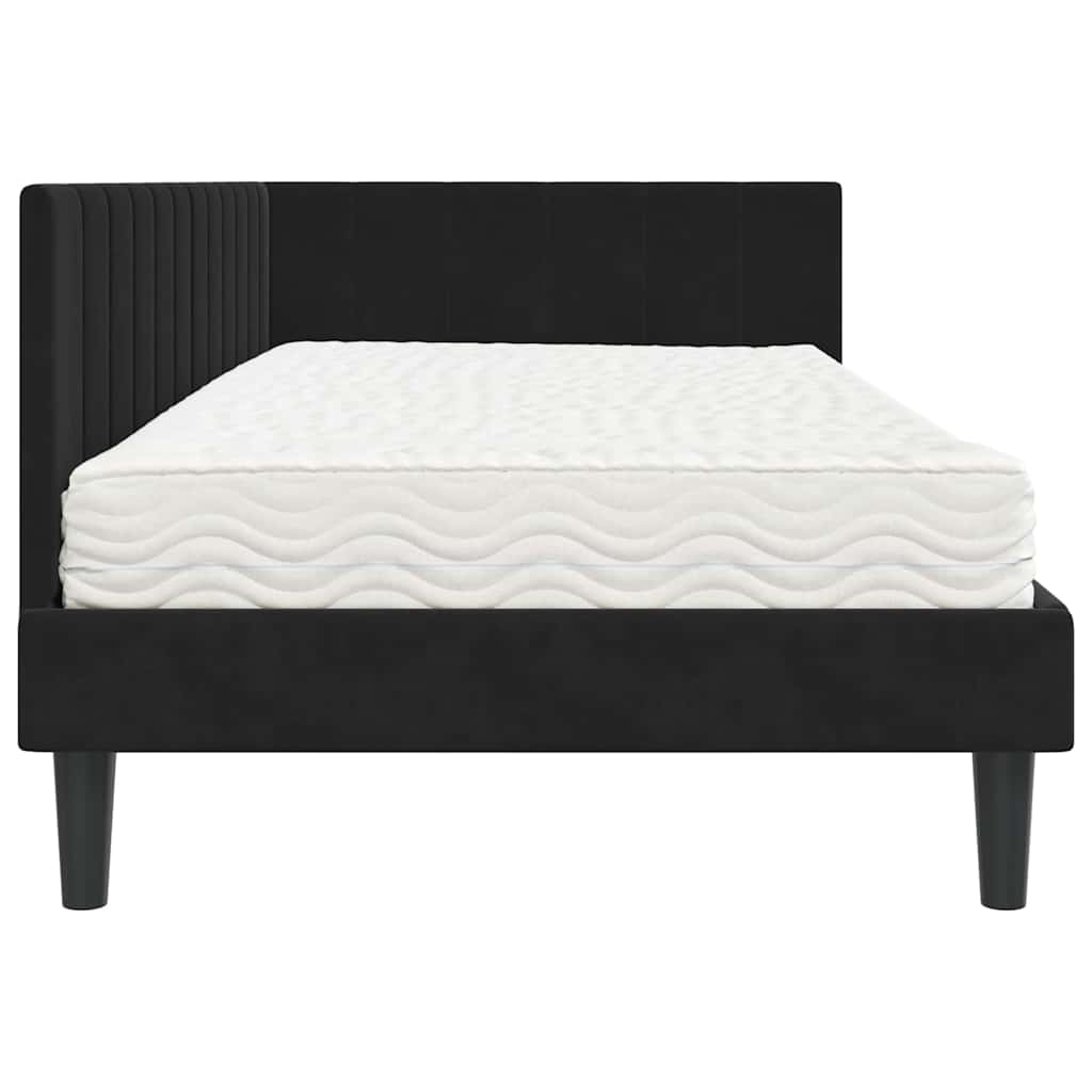 vidaXL Rama Łóżka Narożnego z Materacem 2 pcs Czarny Aksamit